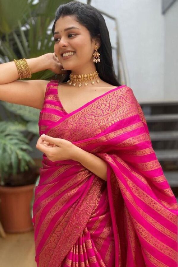 Buy Graceful Baby Pink and Yellow Pure Soft Silk Saree with Contrasting  Blouse Piece Online – Glamatyou Fashion