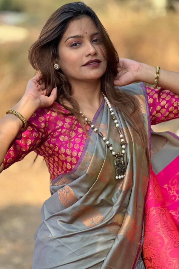 Copper Soft Silk Saree with Blouse