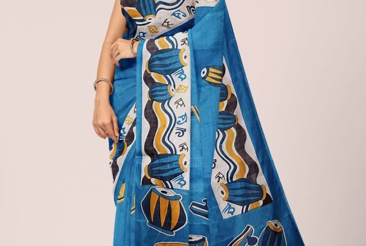 Blue Ethnic Cotton Saree