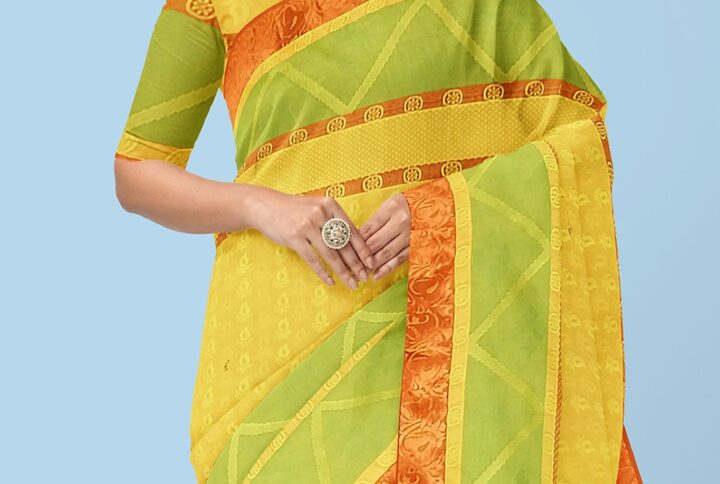 Yellow Kanchipuram Saree Golden Zari Border with Blous