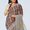 Brown Cotton Linen Saree Checked Pattern With Blouseepika india epiak saress epika fashion,Kanchipuram silk,soft silk