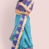 Sky Blue Soft Silk with Bootis Woven in Golden Jacquard Blue Anchal With Blouse