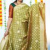 LIGHT GREEN CHANDERI SILK TRADITIONAL SAREE WITH BLOUSE